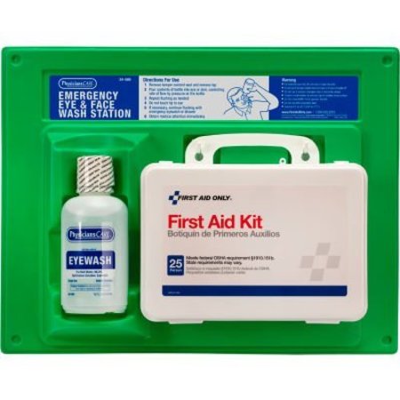 ACME UNITED PhysiciansCare Eyewash Station, Single 16 oz. Screw Cap Bottle, with OSHA First Aid Kit 24-500-001